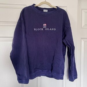 Vintage Navy Embroidered Crewneck Sweatshirt — Block Island, RI